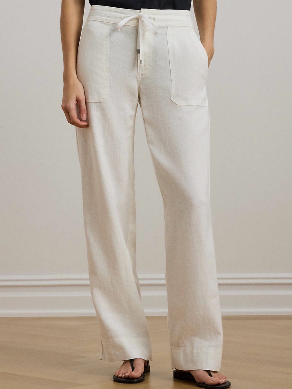 Lauren Ralph Lauren Women’s White Drawstring Wide-Leg Pants